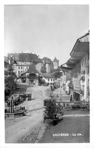 STREET SCENE, GRUYERES, SWITZERLAND, RPPC, VINTAGE POSTCARD (N110) - Picture 1 of 2
