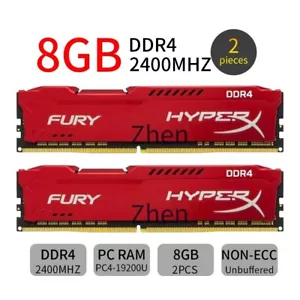 16GB 2x 8GB 4GB PC4-19200U DDR4 2400 1.2V Red Desktop RAM For HyperX FURY Lot UK - Picture 1 of 10
