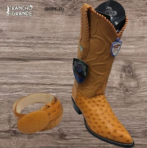 Men's Western Boots Buttercup Genuine (Original) Real Full Quill Ostrich J-Toe - Picture 1 of 3