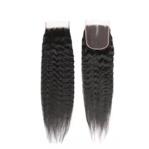 Brazilian Kinky Straight Virgin Human Hair 4x4 Swiss Lace Closure with Baby Hair - Picture 1 of 4