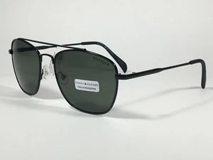 Tommy Hilfiger Mateo MM OM343 Navigator Pilot Sunglasses Black Metal Green Lens - Picture 1 of 10