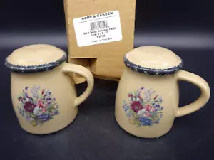 Home & Garden Party Floral Salt & Pepper Shakers Stoneware Pottery, NEW in Box - Picture 1 of 9