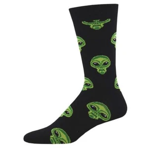 Socksmith Men's Bamboo Blend Crew Socks Area 51 Alien Novelty Footwear - Picture 1 of 1