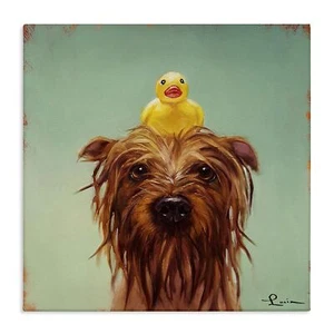 Stupell Industries Wet Dog with a Rubber Ducky Turquoise Bath Painting Canvas... - Picture 1 of 7