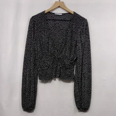 Top Zara Polkadot Mujer M Negro Retro Boho Años 90 Y2K Informal Playa Vacaciones Foto 1 de 4