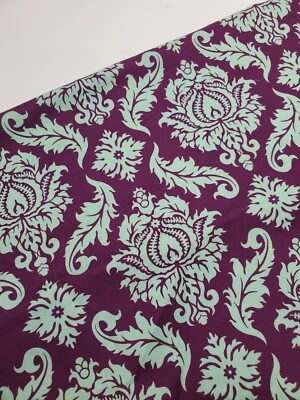 Joel Dewberry Fabric Aviary 2 Damask Purple Teal Cotton Sew Quilt ONE YARD  - Image 1 of 2