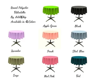 ADD&SHIP Round Polyester Tablecloth (36 Inches) - Wrinkle & Stain Resistant - Picture 1 of 44