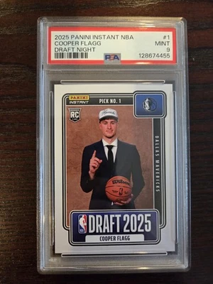 Cooper Flagg 2025-26 Panini Instant #1 NBA Draft Night Rookie PSA 9 Mint QTY - Image 1 of 2