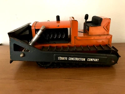 Vintage 1960's Structo Construction Company Orange Bulldozer Original Complete - Image 1 of 4