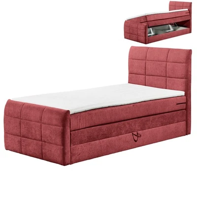 Boxspringbett - berry - H2 - 120x200 cm Doppelbett Polsterbett Gästebett - Bild 1 von 4