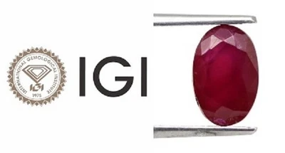IGI Certified 1.86 Ct Natural Ruby Loose Gemstone Pinkish Red 8 x 5 mm Burma - Image 1 of 4