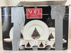 VTG 1985 Salem Noël Christmas Tree 16pc Dinnerware Set France Complete - Picture 1 of 7