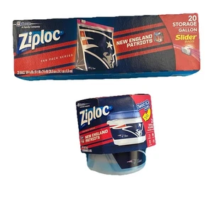 NFL New England Patriots Ziploc Slider Storage Bags 1 Gal & Twist N Loc 2-1 Pint - Bild 1 von 11
