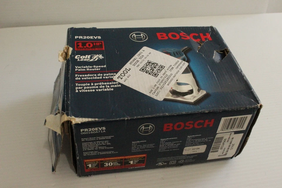 Router de palma con cable de velocidad variable Bosch PR20EVS 1 HP Colt 5,6 Amp probado funcionando Foto 1 de 4