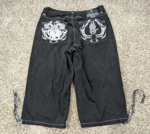 Vintage Miskeen Jean Shorts Mens 36 Fits 34 20" Black Jorts Baggy Skater Rap Y2K - Picture 1 of 9