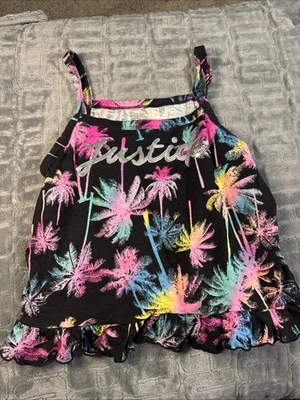 Girls Size Large Silver Sequence And Palm Tree Tank Top By Justice - Image 1 of 4
