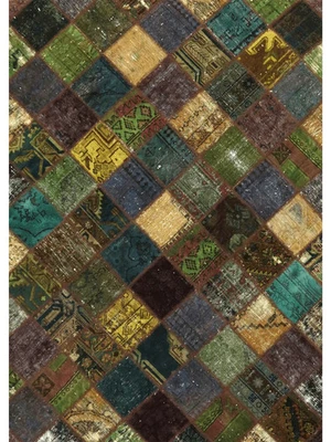 5x7 ft Multicolor Vintage Area Rug – Patchwork Handwoven Wool Rug - Image 1 of 4