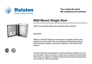 Ralston Stainless Steel Electrical Panel 42" x 36" x 8" - Picture 1 of 2