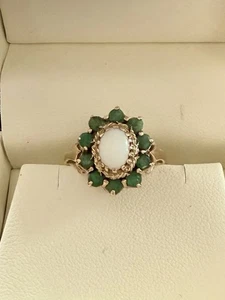 9ct Gold Opal and Emerald Ring - Picture 1 of 7