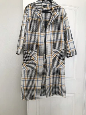 Topshop格子编织长款大衣 — 第 1/4 张图片