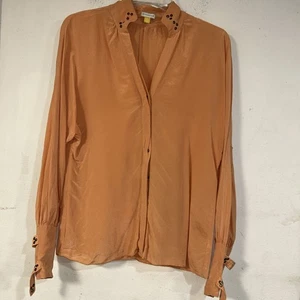 Blusa Leifsdottir Mujer Talla 2 Camisa 100% Seda Naranja Abotonada** - Imagen 1 de 7