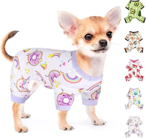 Dog Pajamas for Small Dogs Boy Girl Cute Dog Clothes Soft Stretch Chihuahua York - Picture 1 of 12