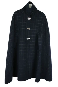 SANDRO Coat Women's (EU) 38 Cape Poncho Wool Blend Glitter Check Mid Length - Picture 1 of 13
