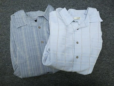 2 Men's Blue Plaid Button Front Shirts S/S Sz XXL Van Heusen Geoffrey Beene EUC - Image 1 of 4