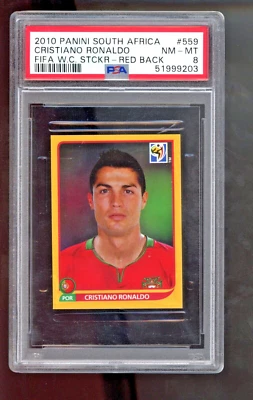 2010 帕尼世界杯贴纸克里斯蒂亚诺·罗纳尔多红背金 559 葡萄牙 PSA 8 — 第 1/2 张图片