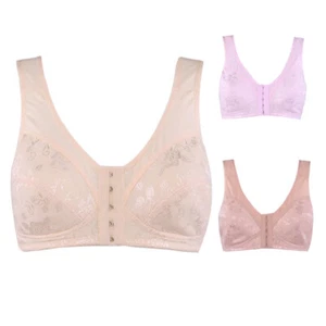 Women's Front Closure Bras Full Coverage Lace Plus Size Wirefree Bra Sports Vest - Picture 1 of 15