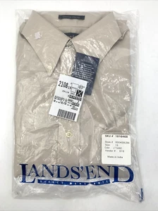 NWT Men's Lands' End Size 15 Original Oxford Short Sleeved Shirt Lt Sand - Picture 1 of 12