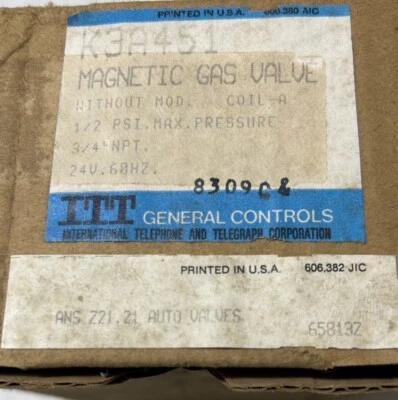 Electroválvula magnética de gas ITT K3A451, tubo de 3/4" 24V Foto 1 de 4