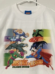 JUSTICE LEAGUE SHIRT DC COMICS SUPERMAN BATMAN FLASH CARTOON NETWORK TV VTG Y2K - Picture 1 of 8