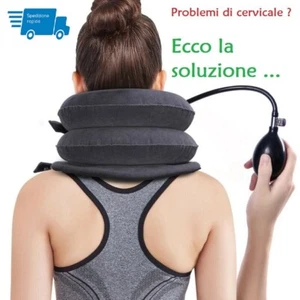 FASCIA CUSCINO COLLARE CERVICALE GONFIABILE ORTOPEDICO TRAZIONE MUSCOLARE COLLO - Foto 1 di 6