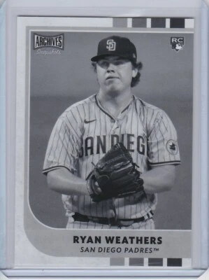 2021 Topps Archives Snapshots RYAN WEATHERS RC BLACK & WHITE San Diego Padres  - Image 1 of 2