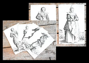 c1624 Kostüme Adel Lothringen Mode Callot 4 Kupferstiche La Noblesse de Lorraine - Bild 1 von 1