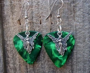Angel Charms Guitar Pick Earrings - Pick Your Color - Picture 1 of 6