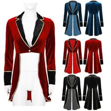 Womens Circus Ringmaster Velvet Jacket Halloween Tailcoat Costume Blazers Coat
