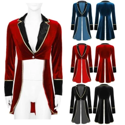 Mujer Terciopelo Circo Ringmaster Chaqueta Halloween Tailcoat Disfraz Blazers Abrigo Foto 1 de 2