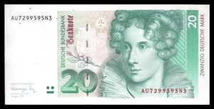 Germany XF/AU Note 20 Deutsche Mark 1991 P-39a - Picture 1 of 2