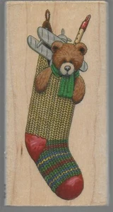 STAMPABILITIES rubber stamp ANDY'S STOCKING  wood mounted - Picture 1 of 2