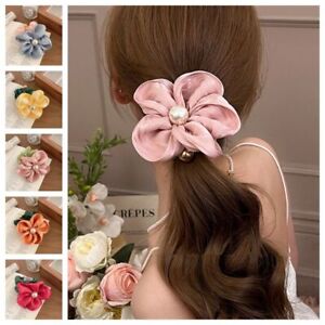Korean Style Flower Scrunchie Headdress Flower Headband Pearl Head Rope  Girls