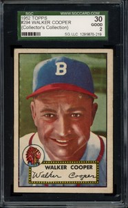 1952 Topps #294 Walker Cooper SGC 2 GD Red Back Braves Baseball Card