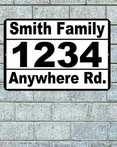 Personalized Home Address Sign Aluminum 12"x8" Last Name, House Number, Street - Picture 1 of 1