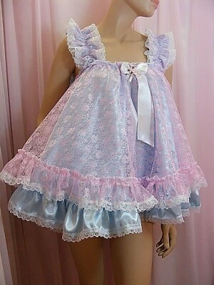 sissy ADULTO bebé vestido satinado ddlg babydoll negligee camisón disfraz lolita Foto 1 de 4