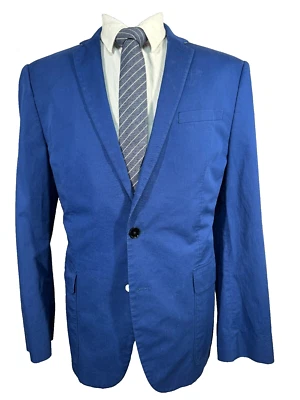 EXPRESS Mens Blue SLIM FIT Cotton Blend STRETCH Sport Coat Blazer Jacket 44R - Image 1 of 4