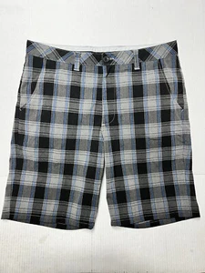 Pantalones Cortos Travis Mathew 32 Grises a Cuadros Negro Azul Golf Informales Bolsillos Elásticos - Imagen 1 de 9