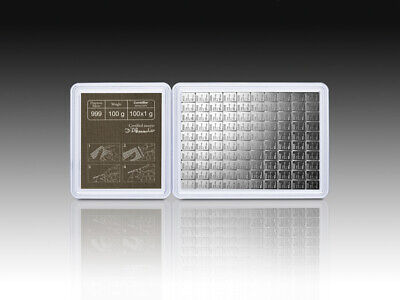 100 Gram Silver Bar - Valcambi 100x1 Gram Silver CombiBar With Assay Card • 158.95$