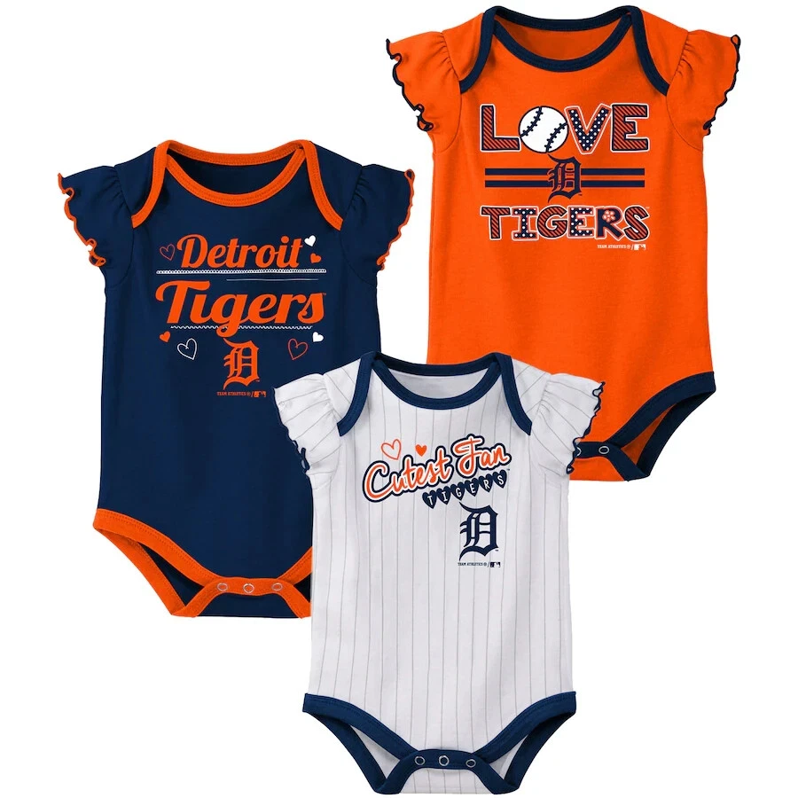 Conjunto de 3 body MLB para niñas recién nacidas e infantes azul marino/naranja/blanco Detroit Tigers Foto 1 de 1
