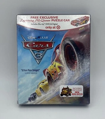 DISNEY CARS 3 (BLU-RAY/DVD/DIGITAL) TARGET EXCLUSIVE W/ FREE PUZZLE CAR, NEW! - Image 1 of 2